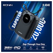 Ronin R-4040 | 35W Ultra Fast Power Bank with Built-in Type-C & Lightning Output